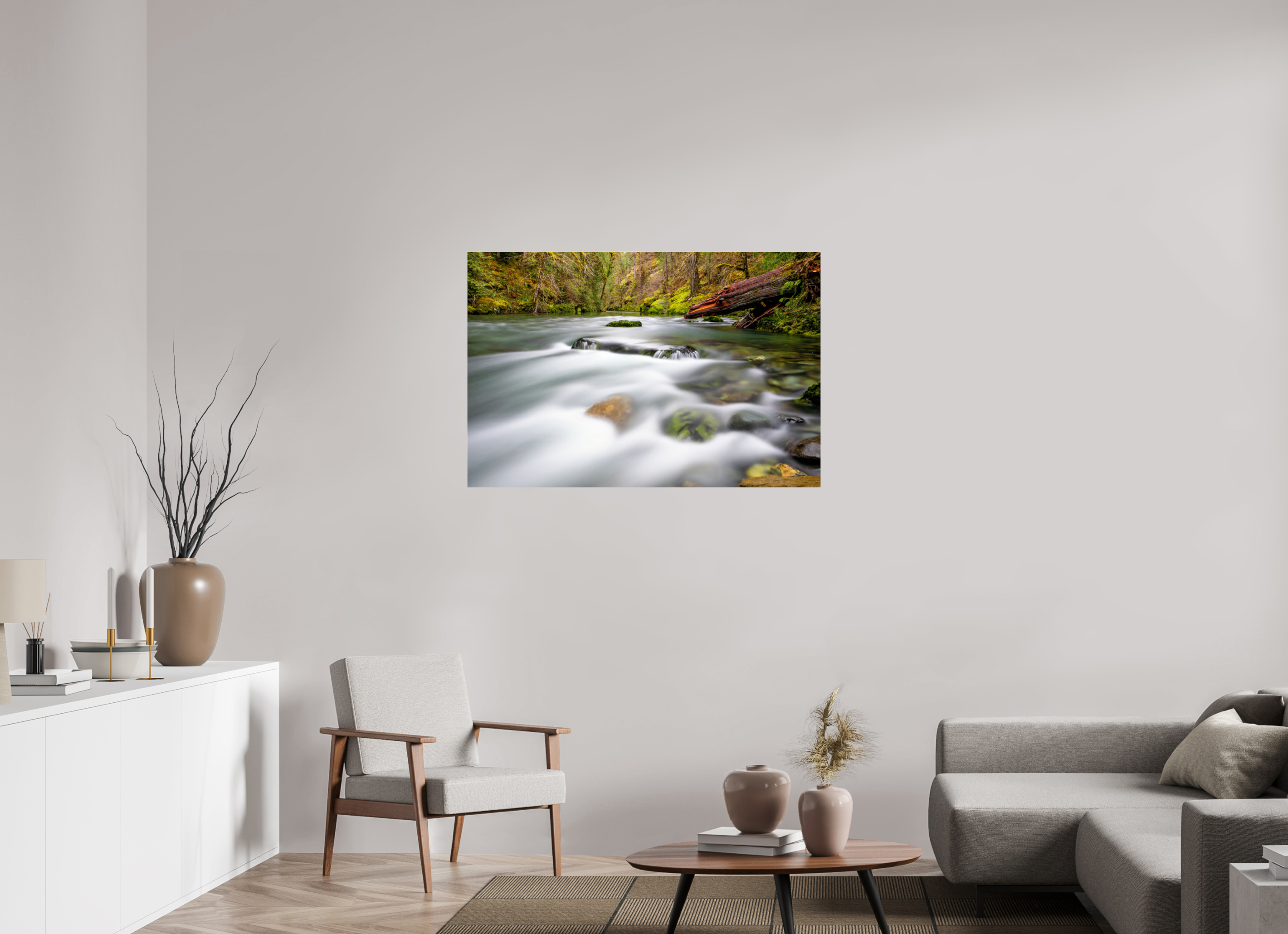 45 x 30″, Photo Mounted Under Acrylic Glass River Rocks