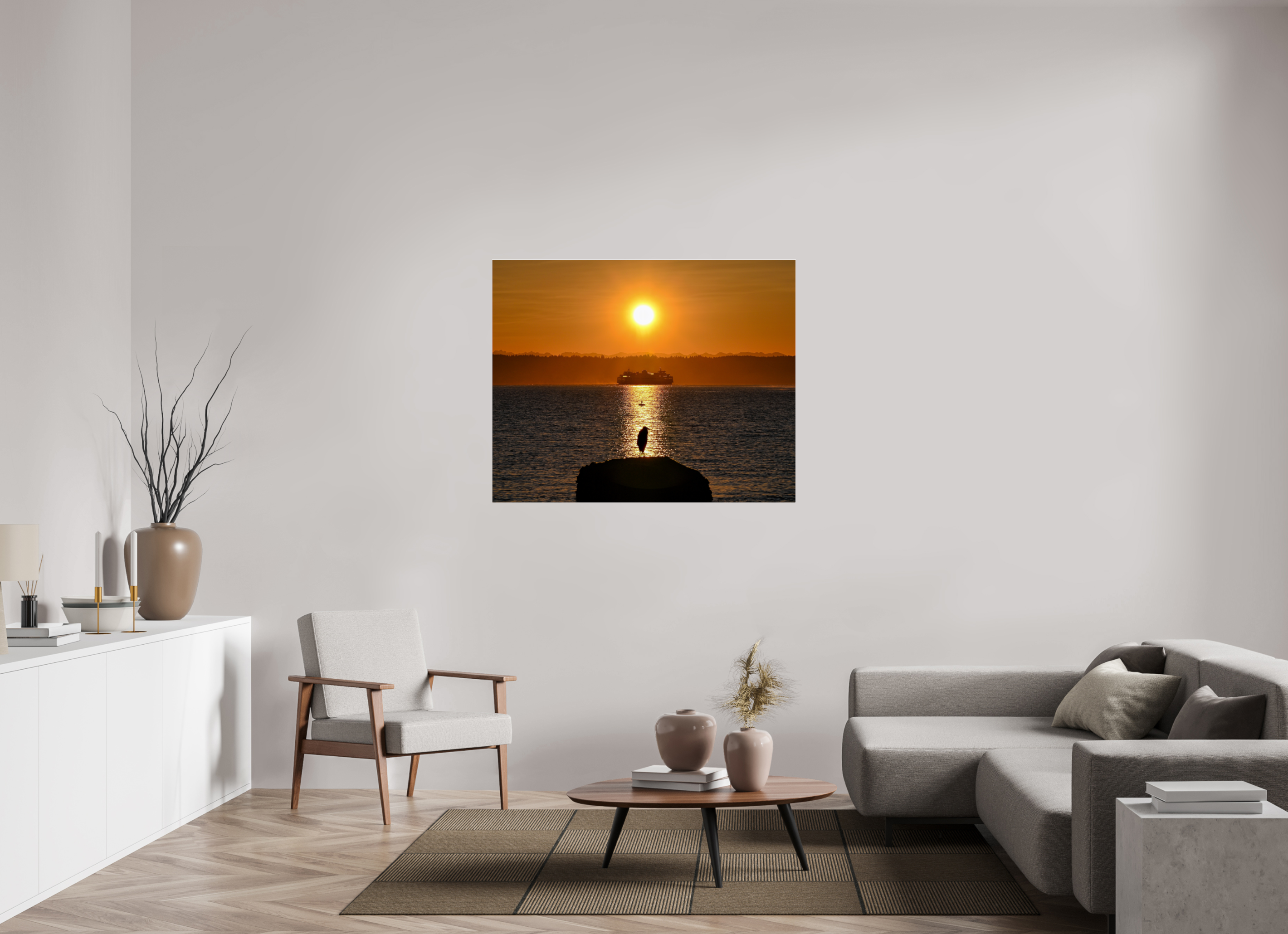 48.7 x 39″, Photo Mounted Under Acrylic Glass Sunrise on Tide Rock