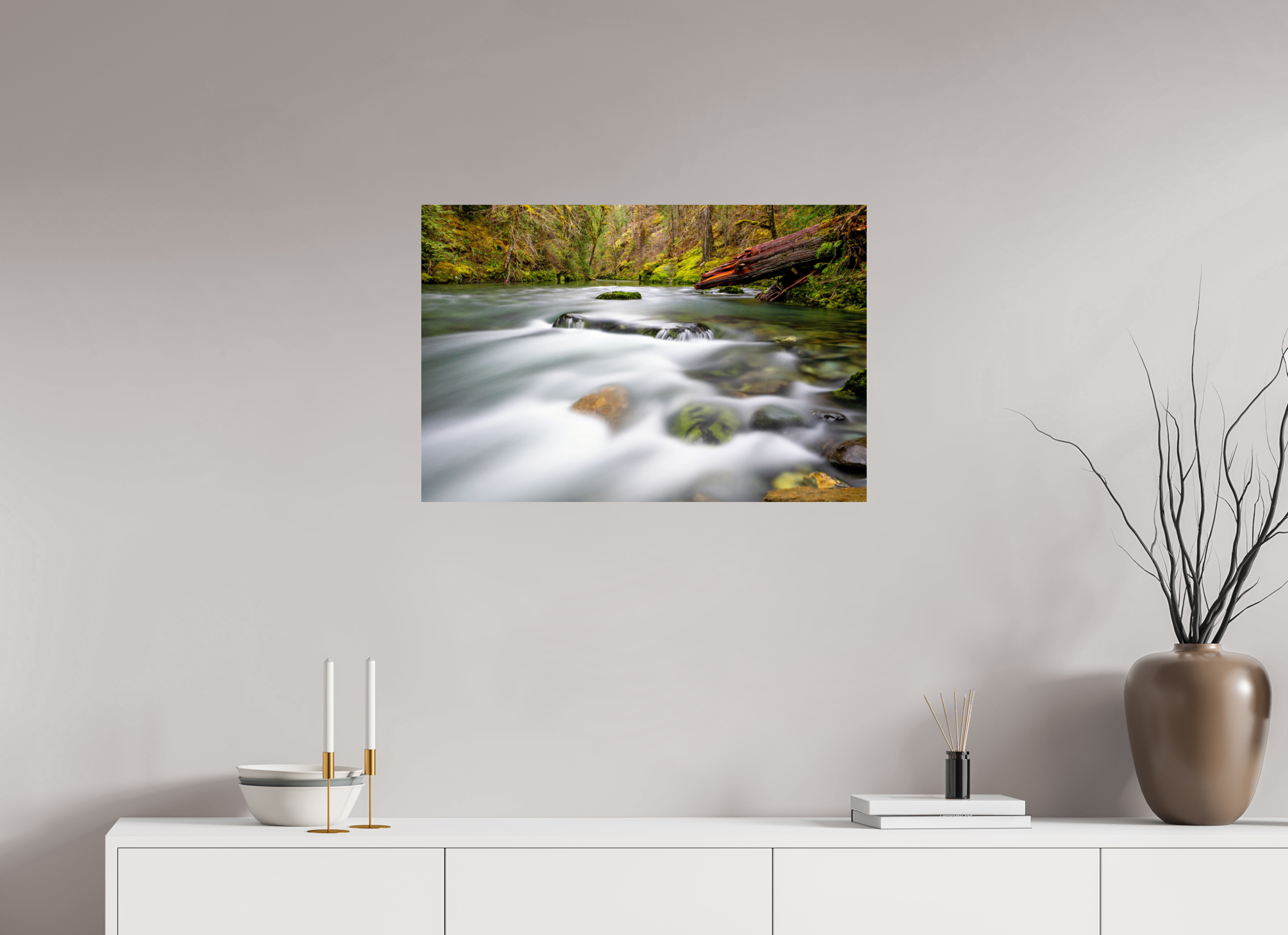 30 x 20″, Photo Print on Aluminum Backing River Rocks