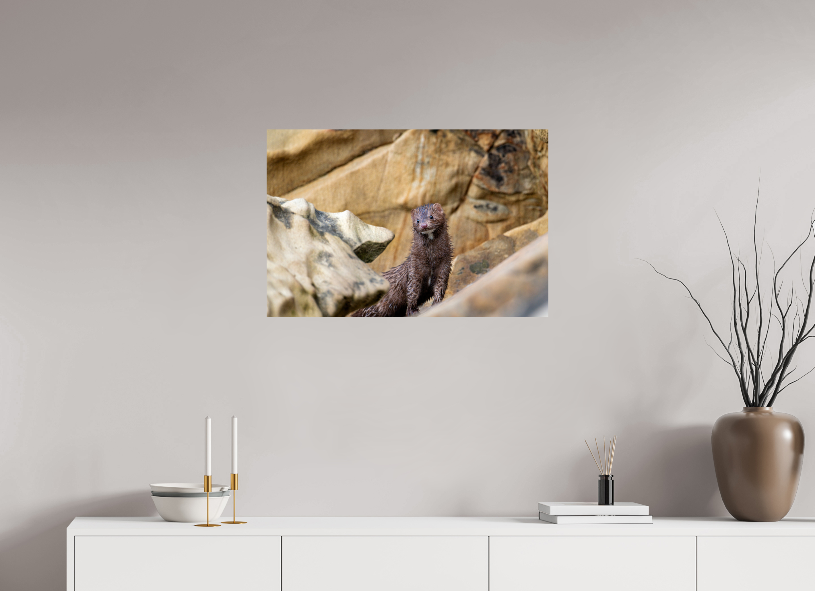 30 x 20″, Photo Print on Aluminum Backing Seaside Mink