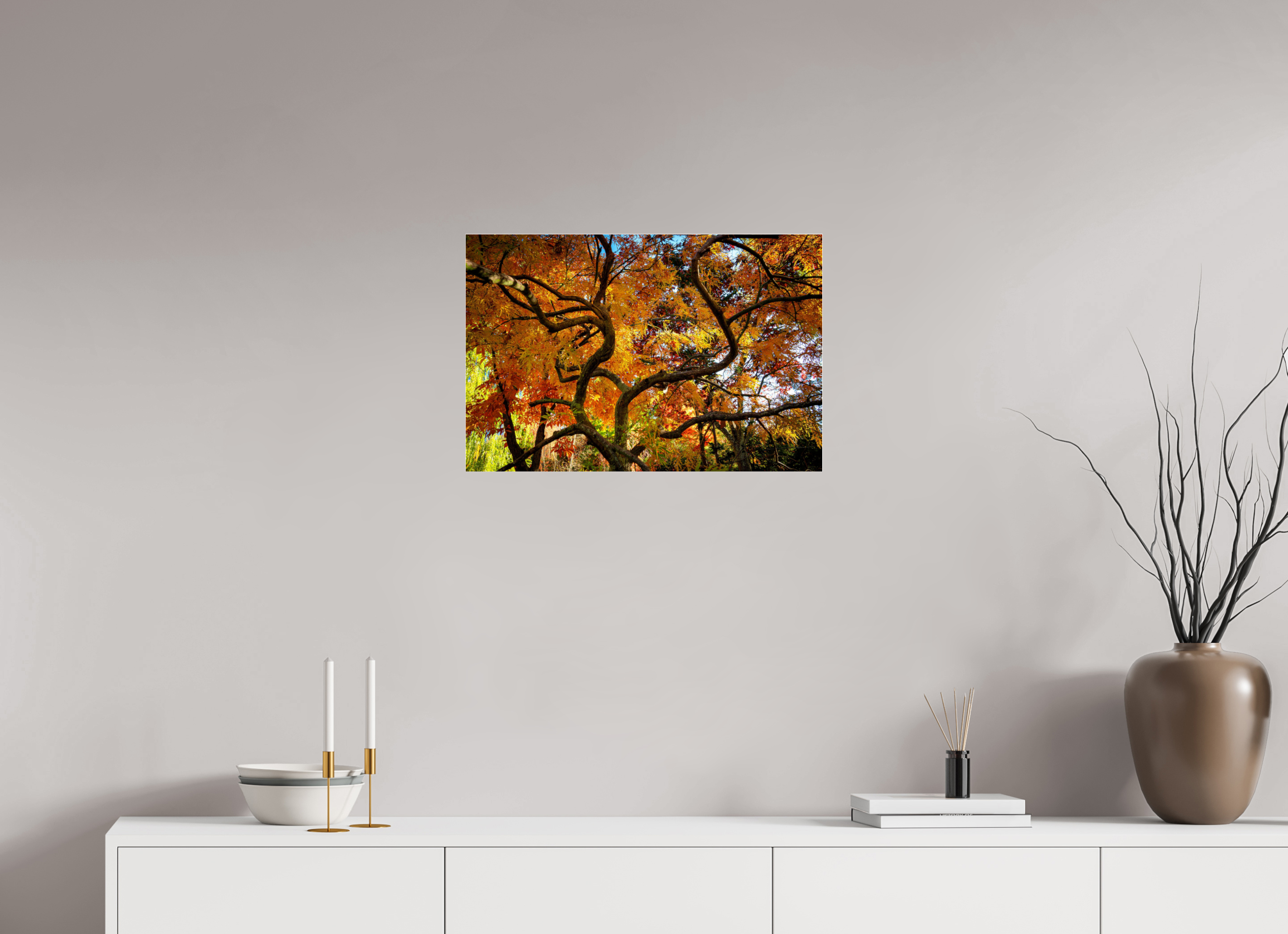 24 x 16″, Photo Mounted Under Acrylic Glass Autumn Maple