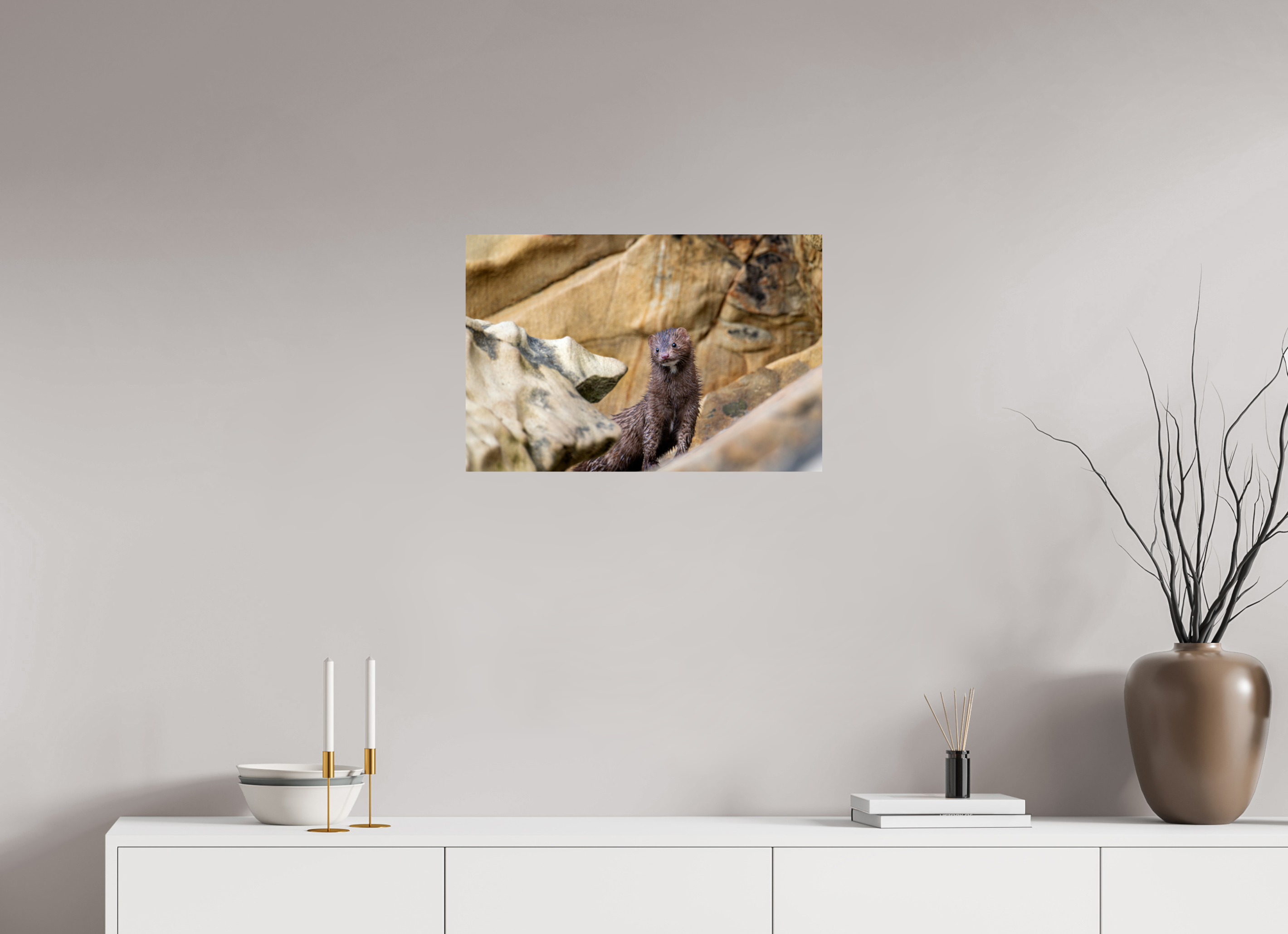 24 x 16″, Photo Print on Aluminum Backing Seaside Mink