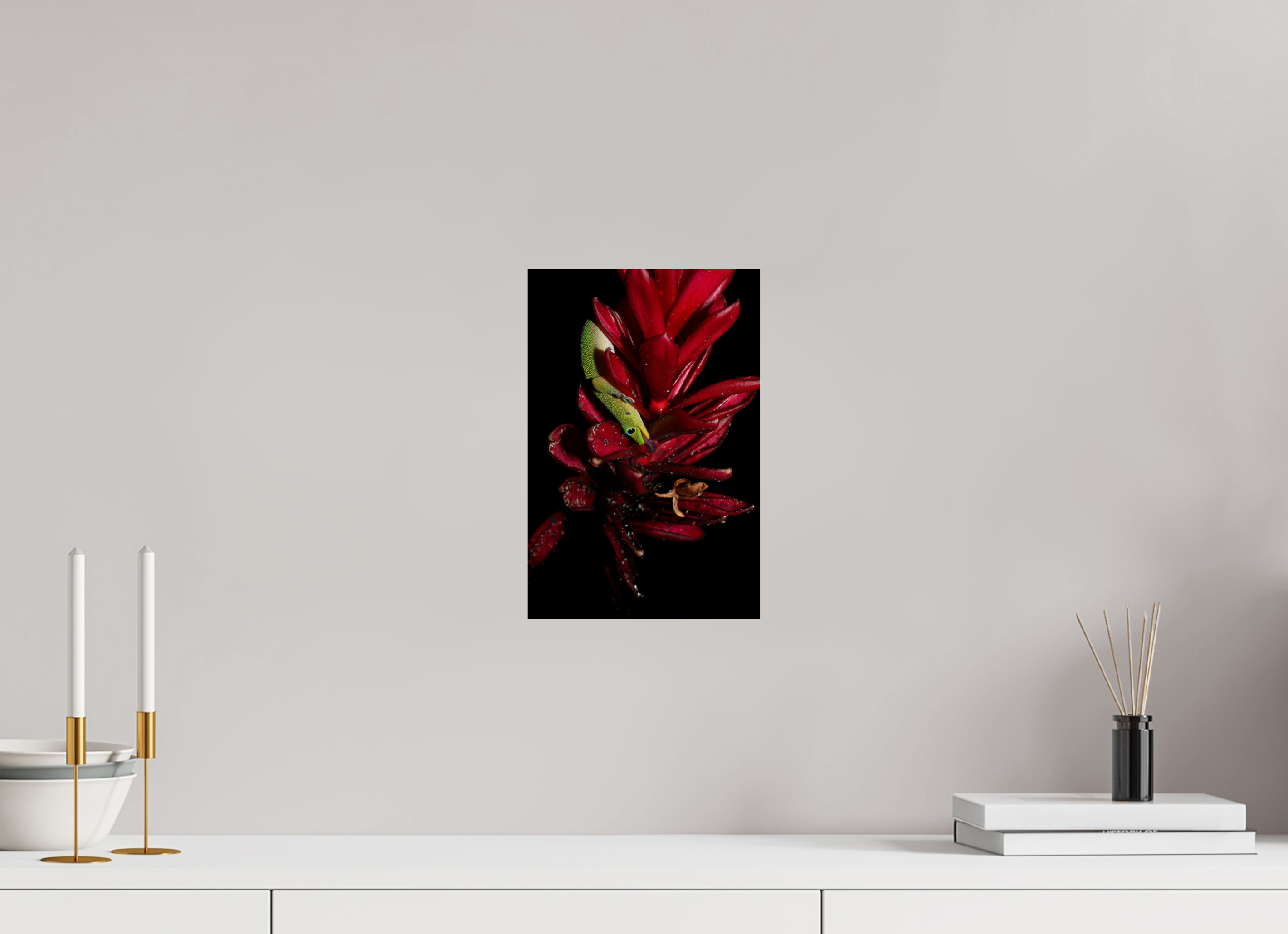 8 x 12″, Photo Print Under Acrylic Glass Gecko on Flower