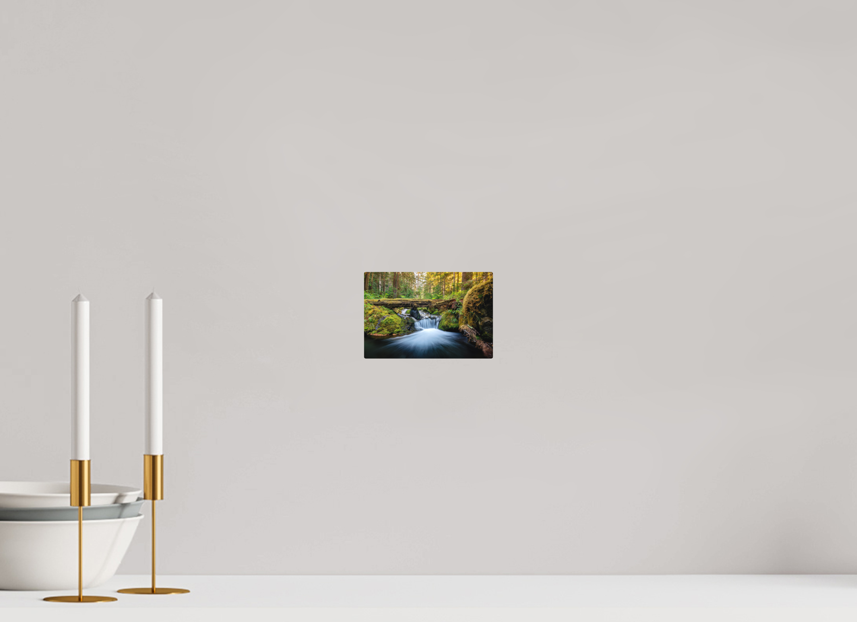 6 x 4″, Direct Print on Aluminum with mounting hardware included. Falls on the Quilcene River