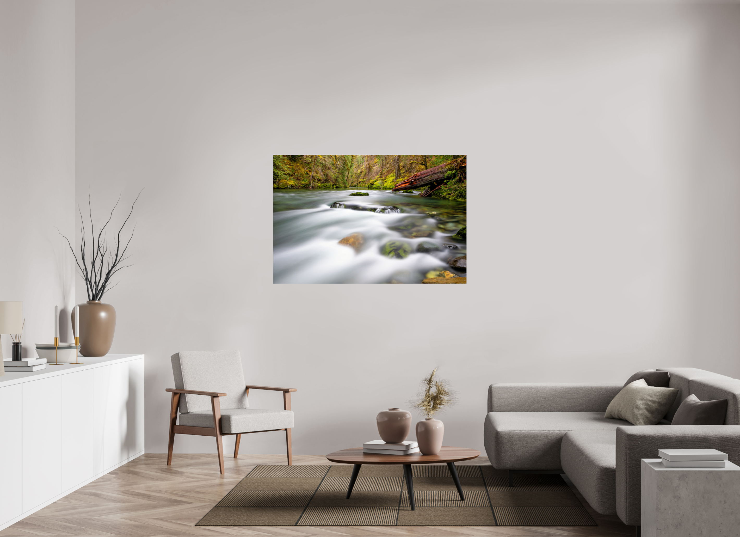 54 x 36″, Photo Mounted Under Acrylic Glass River Rocks