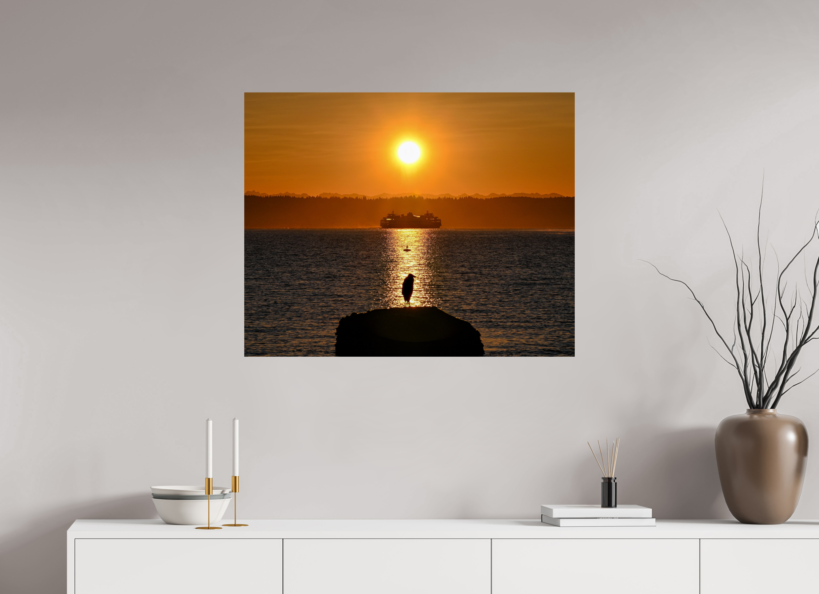 35 x 28″, Photo Print on Aluminum Backing Sunrise on Tide Rock